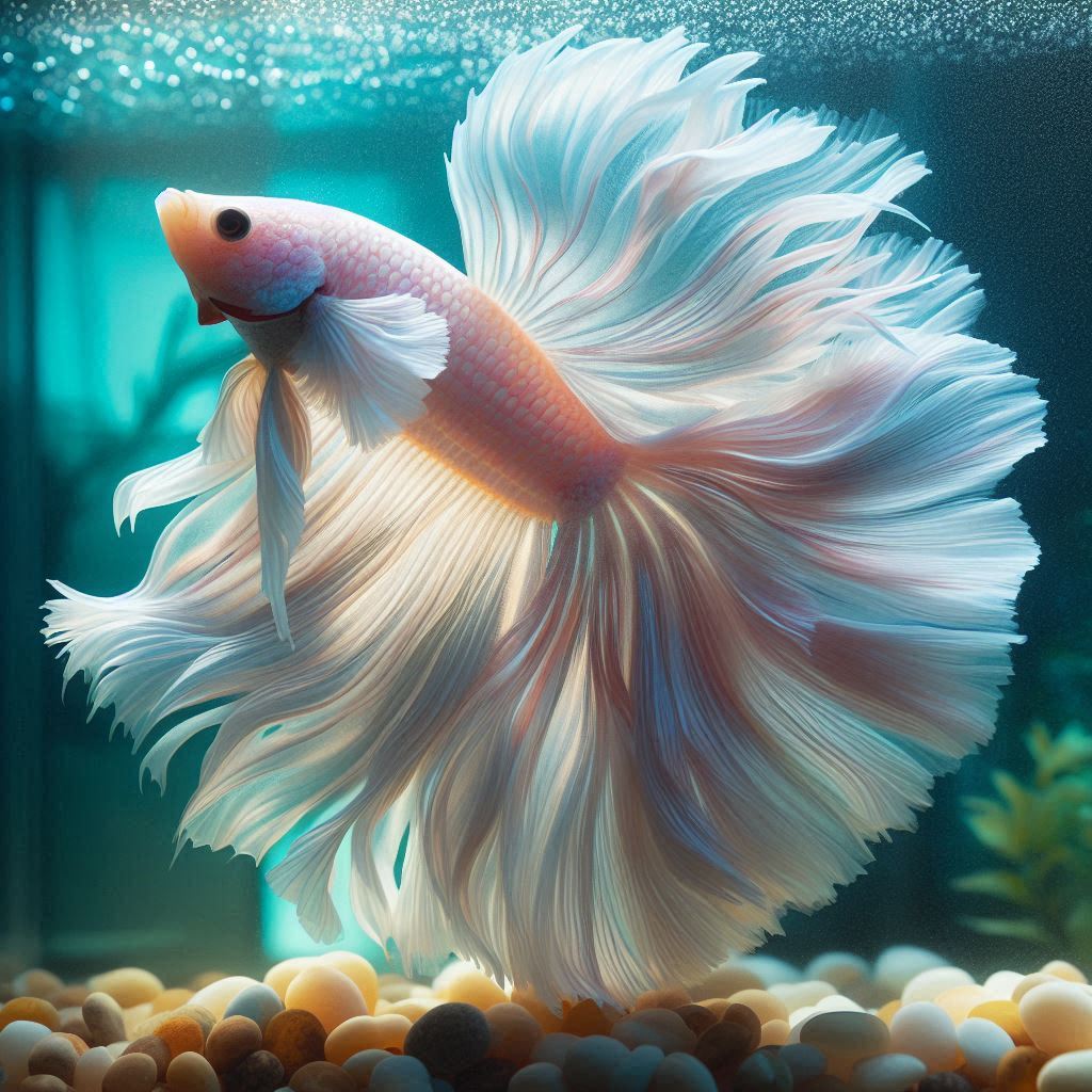 cá betta trắng halfmoon